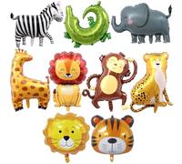 AUNGKWANG 9 Ballons Animaux Jungle, XXL Animaux Aluminium Ballons, Helium Ballon, Ballon Anniversaire Animauxs pour Anniversaire Enfant Mariages Douche de Bébé Décorations