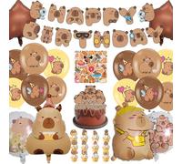 AUNGKWANG 98 Pezzi Décoration Anniversaire Capybara, Ballon Décoratif d'anniversaire Capybara, Bannière, Ballons, Deco Gateau e Autocollant, Fournitures de Fête Cadeau Enfant