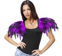AUNGKWANG ChâLes Femme Plume, Plumes D'éPaule, Plumes Gothique Epaulettes, Plume Haussement, Convient Aux Femmes Et Aux Adultes, Halloween, Mascarade, Costumes éTranges Et Accessoires (Violet)