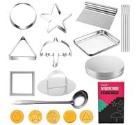 AUNGKWANG Emporte Pièces pour Biscuits Dalgona Coréens, 15 Pièces Stainless Steel Cookie Cutters Biscuit Molds, Umbrella Carré Triangle Star Round Baking Molds, Emporte Piece Squid Game