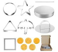 AUNGKWANG Emporte Pièces pour Biscuits Dalgona Coréens, 8 Pièces Stainless Steel Cookie Cutters Biscuit Molds, Umbrella Carré Triangle Star Round Baking Molds, Emporte Piece Squid Game