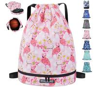 AUNGKWANG Sac à Dos de Sport Imperméable, Sac de Gym avec Compartiment à Chaussures, Sacs à Dos Nager Cordon pour Enfants, pour le Sport, le Football, 31 x 17 x 40 cm