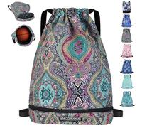 AUNGKWANG Sac à Dos de Sport Imperméable, Sac de Gym avec Compartiment à Chaussures, Sacs à Dos Nager Cordon pour Enfants, pour le Sport, le Football, 31 x 17 x 40 cm