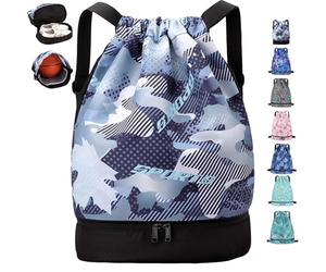 AUNGKWANG Sac à Dos de Sport Imperméable, Sac de Gym avec Compartiment à Chaussures, Sacs à Dos Nager Cordon pour Enfants, pour le Sport, le Football, 38 x 18 x 40 cm