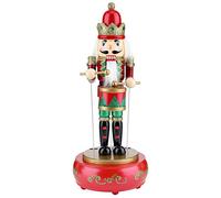 Auniq Casse-Noisette Soldats boîte à Musique boîte à Musique en Bois 38cm avec et Base Ronde pour décoration de noël Cadeau de noël décoration de la Maison Casse-Noisette Boite à Musiques (Rouge)