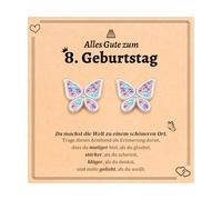 Aunis Boucles d'oreilles papillon pour fille avec carte de vœux, parfaites pour 8/9/10e anniversaire pour fille, nièce, petite-fille
