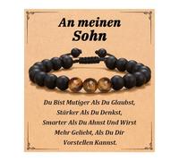Aunis Cadeaux de fils de maman papa bracelet en pierre naturelle œil de tigre onyx noir bracelet de perles fait à la main, 8.5 inches, Pierre