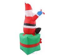 AUNMAS 180cm/6ft Noël Gonflable Père Noël Décoration Extérieure pour Yard LED Décoration Extérieure Père Noël avec Bâton Assis sur Boîte Décoration de Noël100-240V