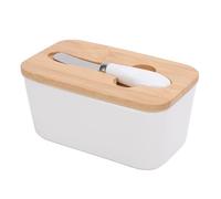AUNMAS 500 Ml de Contenant de Gardien de Beurre en Céramique avec Couvercle, Couteau à Beurre Polyvalent en Acier Inoxydable pour Comptoir et étagère de Porte du Réfrigérateur, Cuisine
