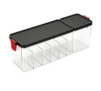 AUNMAS Boîte de Rangement de Câbles avec Couvercle, Boîte de Rangement de Câbles en Plastique Transparent avec Sections Dédiées pour Chargeurs, Accessoires de pour L'organisation (Black)