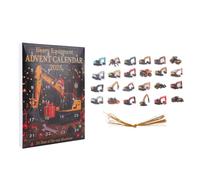 AUNMAS Calendrier de Compte à Rebours de Noël, Boîte Aveugle de Compte à Rebours de 24 Jours avec Ornements D'excavatrice en Acrylique à Ouvrir Chaque Jour, Boîte cadeaux de Noël