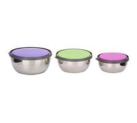 AUNMAS Ensemble de 3 Bols à Mélanger en Acier Inoxydable avec Couvercles Hermétiques, Bols de Conservation des Aliments Emboîtés 12, 14, 16 Cm pour la Cuisson, la Préparation du Déjeuner, le