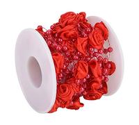 AUNMAS Guirlande de Perles Rose Fil de Perles Artificielles Chaîne de 10m ABS d'Imitation Coupables Brillant Flexible pour Mariage Baby Shower Fête Table Vase Chaise Décoration (Rouge)