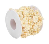 AUNMAS Guirlande de Perles Rose Fil de Perles Artificielles Chaîne de 10m ABS d'Imitation Coupables Brillant Flexible pour Mariage Baby Shower Fête Table Vase Chaise Décoration (Beige)