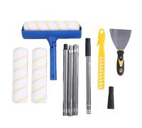 AUNMAS Kit de Rouleau de Peinture de 10 Pouces avec 4 Poteaux D'extension en Acier Inoxydable Rouleau de Peinture Réglable Anti-éclaboussures pour les Murs Meubles de Plafonds (BLUE)