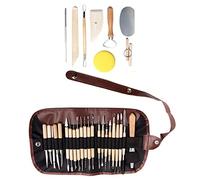 AUNMAS Kit de Sculpture sur Argile 30 Pièces, Outil de Sculpture en Métal de qualité Supérieure avec Poignée Ergonomique en Bois pour une Utilisation Facile, Idéal pour l'Argile, le Fondant et la