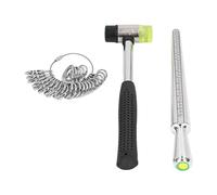 AUNMAS Mandrin D'anneau avec Jauge D'anneau de Marteau, 3 Pièces, Outil de Mesure de Mandrin de Calibreur D'anneau en Acier Inoxydable en Alliage D'aluminium pour la Mesure de la