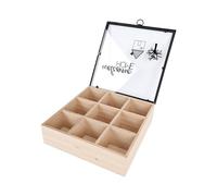 AUNMAS Organisateur de Sachets de thé en Bois, Support de Sachets de thé, Boîte de Rangement de de avec 9 Compartiments en Verre épais, Design Moderne pour Bijoux (HOME)