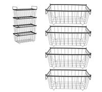 AUNMAS Paniers de Rangement pour Congélateur 4 Pièces, Grands Bacs de Rangement en Fil de Fer avec Poignées pour Congélateur, Garde-manger, Organization de la Salle de Bain