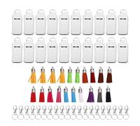 AUNMAS Porte-rouge à Lèvres Vierge Sublimation Supporte de Clés de Clés de Couverture 20pcs avec des Glands Colorés et des Clés en Métal pour les Supports de Baume à Lèvres D'artisanat