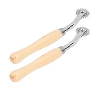 AUNMAS Roue de Traçage 2 Pièces, Rouleau en Acier Inoxydable, Manche en Bois de Pin, pour le Marquage du Cuir et du Papier, Idéal pour les Projets d'artisanat et de Couture