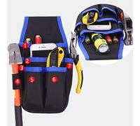 AUNMAS Sac à Outils pour électricien, Organisateur d'Outils Portable, Pochette de Taille Ferme et Robuste Résistante à l'usure pour électriciens, Charpentiers, Mécaniciens avec Tissu Oxford, Bleu