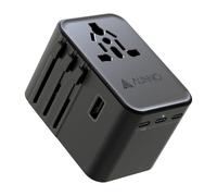AUNNO Adaptateur Prise Universelle, Adaptateur Voyage de Prise 30W avec 3 USB-C et 2 USB-A, avec Double Fusible de Sécurité pour l'europe, Le Royaume-Uni, Les États-Unis, Adaptateur Prise vers France