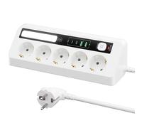 AUNNO Multiprise avec USB, multiprise 5 prises avec 2 ports USB-A et 2 ports USB-C, multiprise de 1,8 m de long avec interrupteur et protection contre les surtensions, câble d'alimentation contrôlable