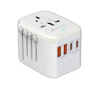 AUNNO Universal Travel Adapter, PD 20W Fast Charging Plug Adapter with 2 USB-C and 2 USB-A Ports, All in One Travel Adapter for Europe, UK, US, Australia etc