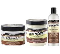 Aunt Jackie's Coconut Butter Crème 213g, Coco Repair 426g & Coco Wash 355ml - Soin Capillaire Hydratant, Renforce et Protège, Empêche la Casse et les Pointes Fourchues