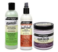Aunt Jackies Curls & Coils - Lot de 3 soins capillaires - après-shampoing sans rinçage hydratant Quench 355 ml/gel pour boucles Curl La La 426 g/lait hydratant effet brillant Half n Half 355 ml