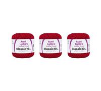 Aunt Lydia Classic Cardinal Red Crochet - Lot de 3 paquets de 350y/320m - Coton - Calibre 10 - Crochet