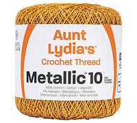 Aunt Lydia's Metallic Crochet Thread Size 10-Gold & Gold