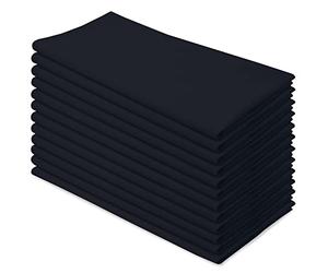 Aunti Em's Kitchen Lot de 12 torchons à Farine en Coton Naturel pour Broderie et séchage du Verre, Mains, Vaisselle - Uni, épais, zéro Peluches, très absorbants, 68,6 x 68,6 cm, Noir Smoking