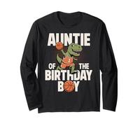 Auntie of The Birthday Boy T-Rex Dinosaure Basketball Anniversaire Manche Longue