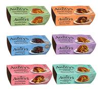 Aunty's Lot de 6 puddings cuits à la vapeur mixte (1x Sirop doré, 1x Sticky Toffee, 1x Chocolat, 1x Spotted Dick, 1x Fraise, 1x Caramel au beurre et noix de pécan)