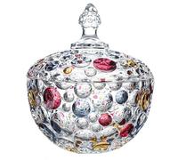 auons Bocal à biscuits en verre avec couvercles, grand pot à bonbons coloré, pot à biscuits décoratif, élégant et peint à la main, bol à bonbons en cristal, bol de fruits à noix, récipient de stockage