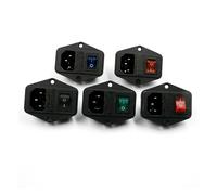 AUOQKQUT 10A AC 250V 3 Terminal Power Socket with Fuse Holder Rocker Switch AC Power Cord Inlet Socket(Green)