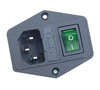 AUOQKQUT 10A Fuse!Red Yellow Green Blue Black Rocker Switch Fused C14 IEC320 Inlet Power Socket Fuse Switch Connector (Color : Green, Size : 4PIN_1PCS)