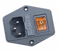 AUOQKQUT 10A Fuse!Red Yellow Green Blue Black Rocker Switch Fused C14 IEC320 Inlet Power Socket Fuse Switch Connector (Color : Yellow, Size : 4PIN_1PCS)