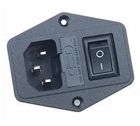 AUOQKQUT 10A Fuse!Red Yellow Green Blue Black Rocker Switch Fused C14 IEC320 Inlet Power Socket Fuse Switch Connector (Color : Black, Size : 3PIN_1PCS)