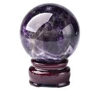 AUOQKQUT 13cm, Large Amethyst Crystal Ball with Stand Purple & White Crystals Sphere Gemstone Witchcraft Home Decor Stone
