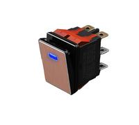 AUOQKQUT 2822-3 Gear with Red/Green/Blue Light Waterproof KCD6 Rocker Aluminum Brushed Panel High-Gloss Edge Metal Boat Switch(B-(Golden P) 2-Speed,3-8V)