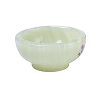 AUOQKQUT Afghan Green Jade Bowl - 2.7 × 1.4 in Hand-Carved Crystal Stone Tea Cup for, Home Office Décor