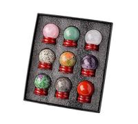 AUOQKQUT Amethyst Crystal Ball Set 9pcs (1.1-1.26 inch) - Stones, Feng Shui Decoration & Spiritual Gift Box for Balance, Home Decor(Nine B)