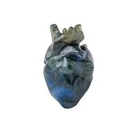 AUOQKQUT Amethyst Crystal Heart Carving, Handcrafted Raw Stone Figurine for Love, and 6A(Labradorite)