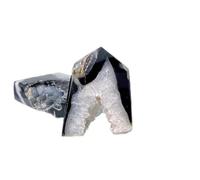 AUOQKQUT Black Agate Crystal Cave Column Ornaments Irregular Shape Ore Single Pointed Quadrangular Prism Home Demagnetization Decorative,100~200g