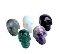 AUOQKQUT Crystal Skull Carved from Tiger Eye, Amethyst, Black Obsidian, Green, and More(Blue Sandstone)