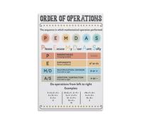 AUOQKQUT Educational Math Poster for Classroom - Order of Operations PEMD Chart, Learning Tool for Algebra and Pre-Algebra Unframed,16x24inch(40x60cm)
