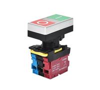 AUOQKQUT Emergency Stop Switch Double Push 22mm Double Button Two-Position Reset Button Switch with LED Egg Push 12V24V220V AC on/Off Start Stop 1 NO 1NC LA36M 220V(Silver Edge,2NO2NC)